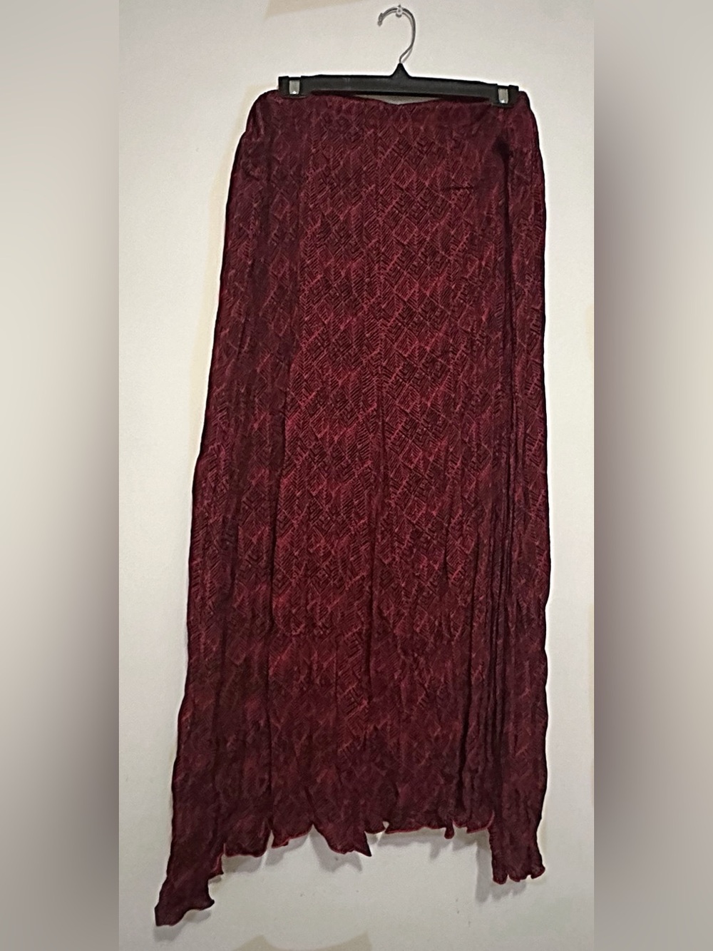 Women's Dark Red Patterned Maxi Skirt